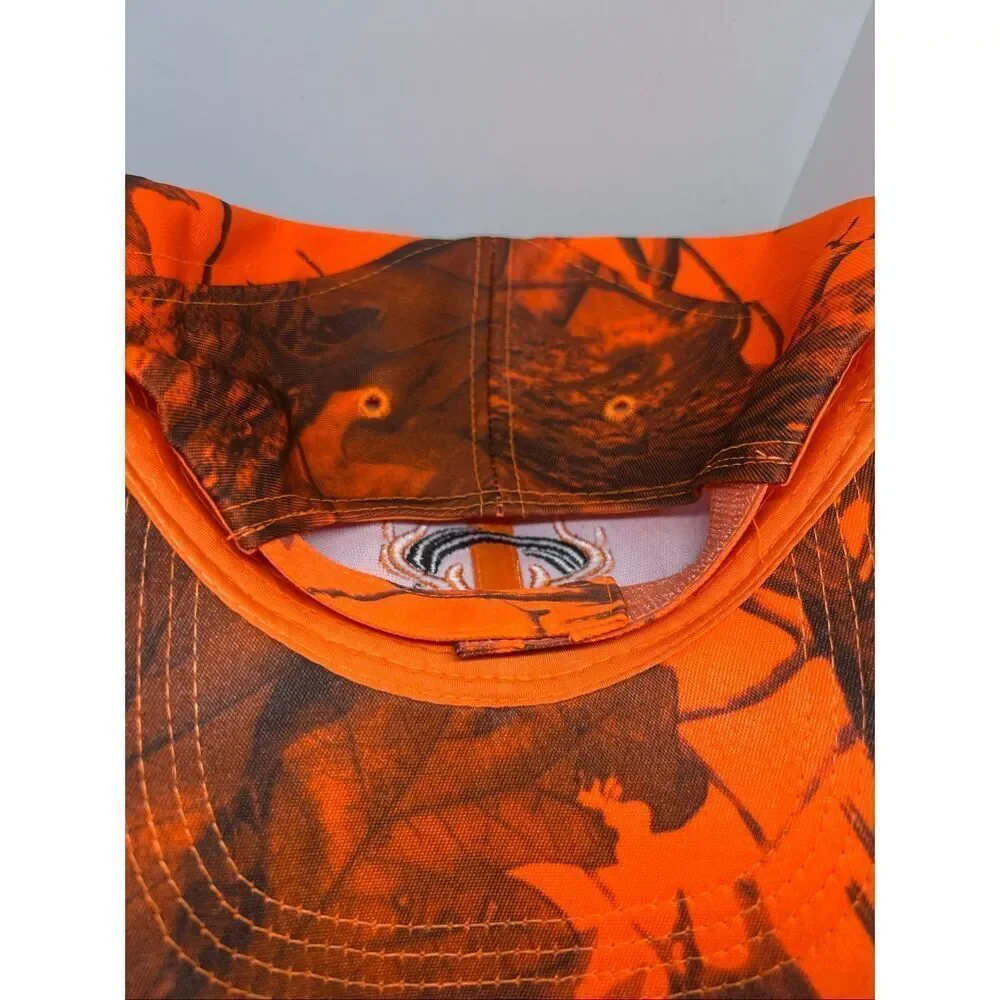 Orange Camo Deer Antler Hunting Hat Blaze Orange Camouflage Adjustable Cap